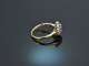 England um 1970! Schöner Saphir Diamant Ring Gold 750