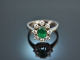 Um 1970! Edler Smaragd Brillant Ring Wei&szlig; Gold 750