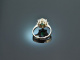 Um 1970! Edler Smaragd Brillant Ring Wei&szlig; Gold 750