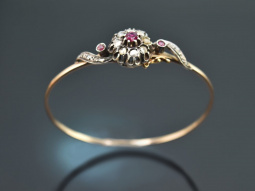 Um 1890! Historischer Armreif mit Rubinen und Diamant Rosen Gold 585 und Silber