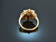 Österreich um 1950! Schöner Granat Ring mit Perle Gold 585
