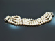 Around 1980! Fine Akoya cultured pearl bracelet with diamonds white gold 585