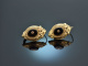 Um 1890! Historische Ohrringe mit Onyxeinlagen Gold 333