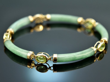 H&uuml;bsches Gr&uuml;n! Armband aus Jade und Peridot Gold 585