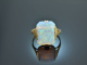 Um 1930! Art Deco Ring mit gro&szlig;em Edel Opal Gold 585