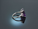Fine Violet! Edler Amethyst Ring mit Diamanten Wei&szlig; Gold 750