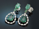 Finest Green! Smaragd Ohrringe mit Brillanten Weiß Gold 750