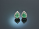 Fine Green! Tropfen Ohrringe mit Smaragden und Brillanten Weiß Gold 750