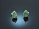 Fine Green! Tropfen Ohrringe mit Smaragden und Brillanten Wei&szlig; Gold 750