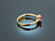 Fine Red! Rubin Ring mit Brillanten Gold 750