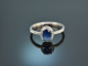 Fine Blue! Saphir Ring mit Brillanten Wei&szlig; Gold 750