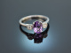 Violet! Schöner Amethyst Ring mit Diamanten Weiß Gold 750