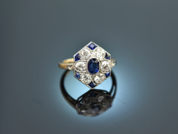 Wien um 1920! Art Deco Ring mit Saphiren und Diamanten...
