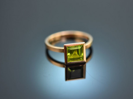 Square Green! Ring mit Peridot Ros&eacute; Gold 750