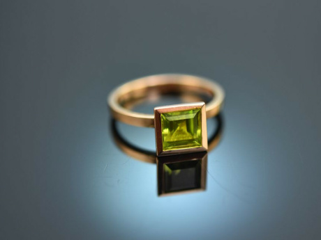 Square Green! Ring mit Peridot Ros&eacute; Gold 750