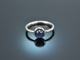 Fine Blue! Ring mit Saphir Cabochon Wei&szlig; Gold 750