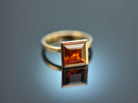 Vivid Orange! Ring with mandarin garnet gold 585