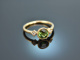 Fresh Green! Ring mit grünem Turmalin und Diamanten Gold 750