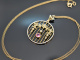 England um 1900! Jugendstil Anh&auml;nger mit Kette Saatperlen und Turmalin Gold 375