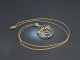 England um 1900! Jugendstil Anh&auml;nger mit Kette Saatperlen und Turmalin Gold 375