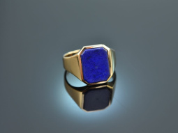 Um 1980! Hochwertiger Wappen Siegel Ring mit Lapislazuli...