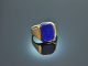 Um 1980! Hochwertiger Wappen Siegel Ring mit Lapislazuli Gold 585