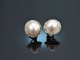 Um 1965! Zeitlose Mabe Perlen Ohrringe mit Diamanten Wei&szlig; Gold 585