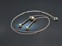Um 1925! Art Deco Collier Diamanten Perle Gold 585 und...