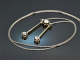 Um 1925! Art Deco Collier Diamanten Perle Gold 585 und Silber im Bakelitetui