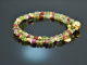 Spring Colors! Fancy Armband Peridot Rubin Rosenquarz Roter Achat Silber 925 vergoldet