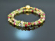 Spring Colors! Fancy Armband Peridot Rubin Rosenquarz Roter Achat Silber 925 vergoldet