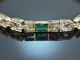 Um 1930! Edles Art Deco Armband Smaragde Diamanten Platin Gold 750