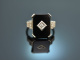 Um 1930! Art Deco Ring mit Onyx und Diamanten Wei&szlig; Gold 750