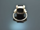 Um 1930! Art Deco Ring mit Onyx und Diamanten Wei&szlig; Gold 750