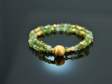 Hopeful Green! Fancy Armband Peridot Tsavorith und Gr&uuml;ner Achat Silber 925 vergoldet