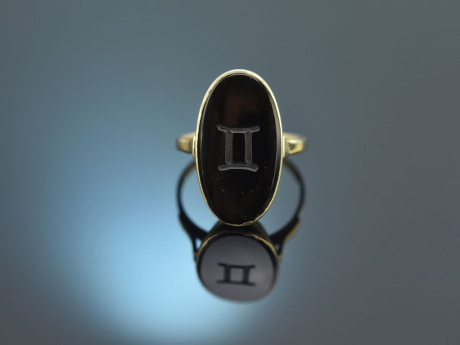 Um 1930! Historischer Wappen Siegel Ring mit Onyx Gold 333