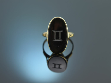 Um 1930! Historischer Wappen Siegel Ring mit Onyx Gold 333