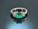 Um 1980! Besonders feiner Smaragd Ring mit Brillanten Weiß Gold 750