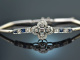 Um 1930! Art Deco Armband mit Diamanten und Saphiren Wei&szlig; Gold 750