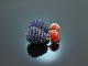 Red and Blue! Tropfen Ohrringe Iolith roter Achat Silber 925 vergoldet