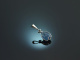 Around 1990! Elegant pendant with aquamarine in relief and brilliant white gold 750