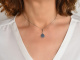Around 1990! Elegant pendant with aquamarine in relief and brilliant white gold 750