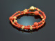 Beautiful Corals! Fancy Armband 2reihig Mittelmeer Koralle Silber 925 vergoldet