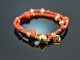 Beautiful Corals! Fancy Armband 2reihig Mittelmeer Koralle Silber 925 vergoldet