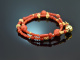 Beautiful Corals! Fancy Armband 2reihig Mittelmeer Koralle Silber 925 vergoldet