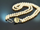 Around 1980! Classic Akoya cultured pearls necklace 2 rows clasp gold 585