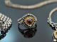 Um 1960! Trachten Set aus Kette Armband und Ring mit Granaten Silber 835