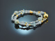 Sea Blue! Fancy Armband aus Aquamarin Apatit Angelit Silber 925 vergoldet
