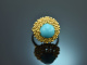 Um 1965! Schicker Sixties T&uuml;rkis Ring Gold 750