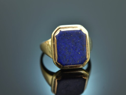 Um 1970! Klassischer Wappen Siegel Ring mit Lapislazuli...